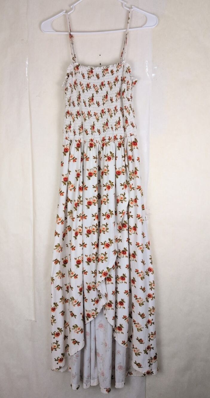 Vine and Valley ivory floral smocked top hi lo dress Size Med Romantic Cottage
